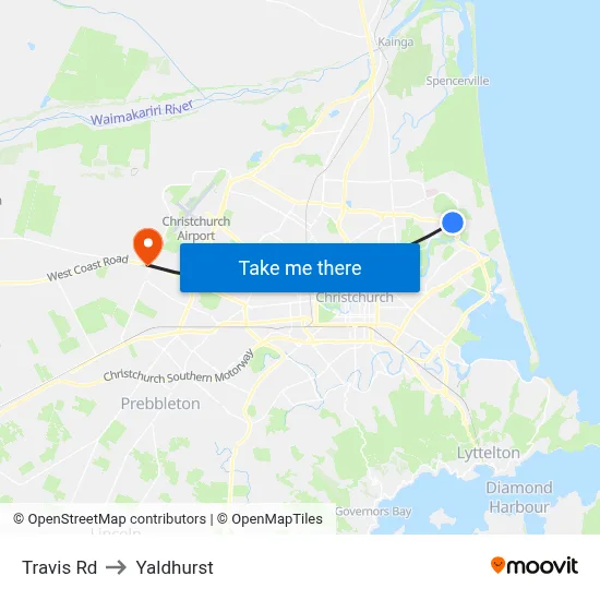 Travis Rd to Yaldhurst map