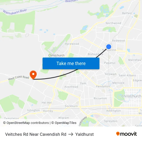 Veitches Rd Near Cavendish Rd to Yaldhurst map