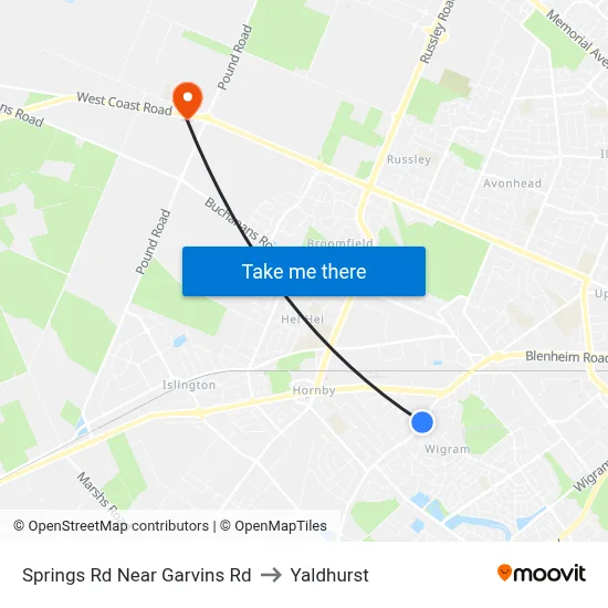 Springs Rd Near Garvins Rd to Yaldhurst map