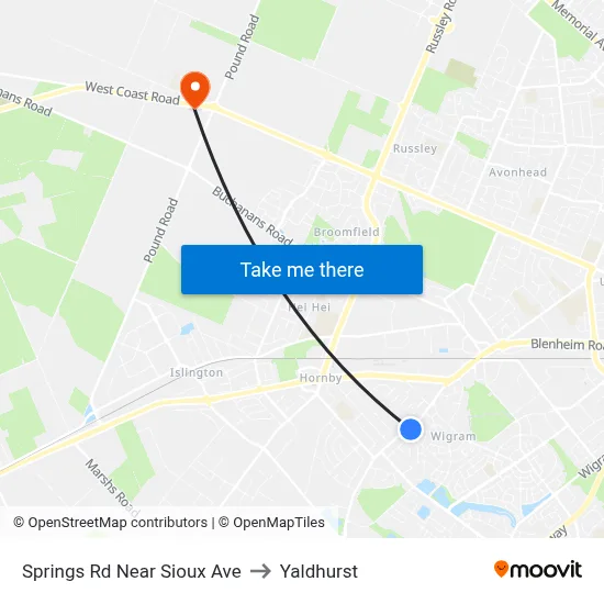 Springs Rd Near Sioux Ave to Yaldhurst map
