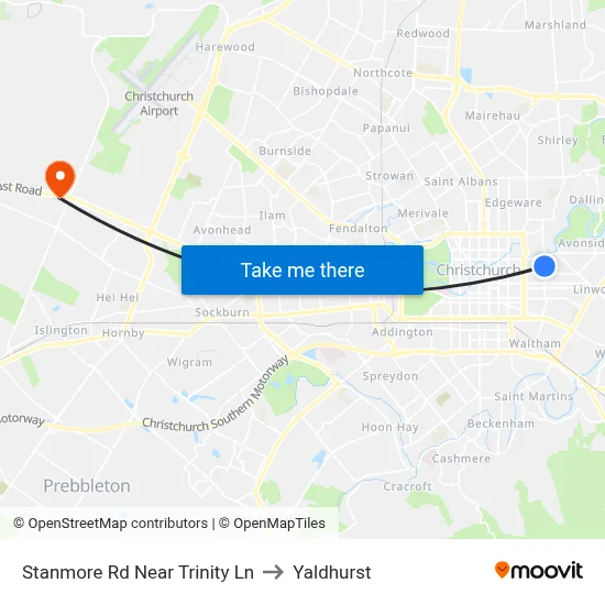 Stanmore Rd Near Trinity Ln to Yaldhurst map