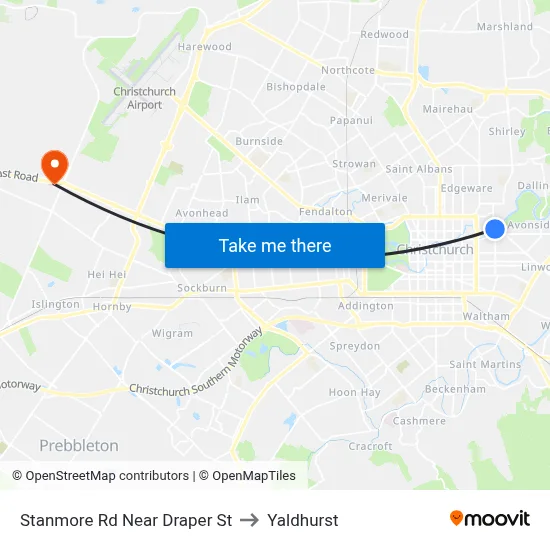 Stanmore Rd Near Draper St to Yaldhurst map