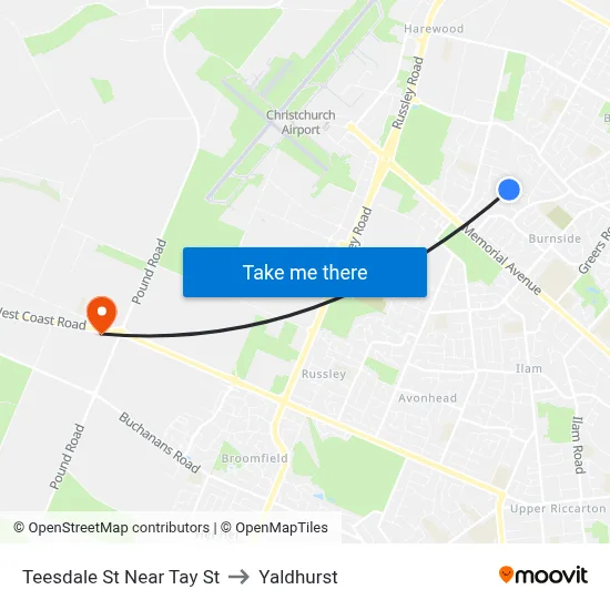 Teesdale St Near Tay St to Yaldhurst map