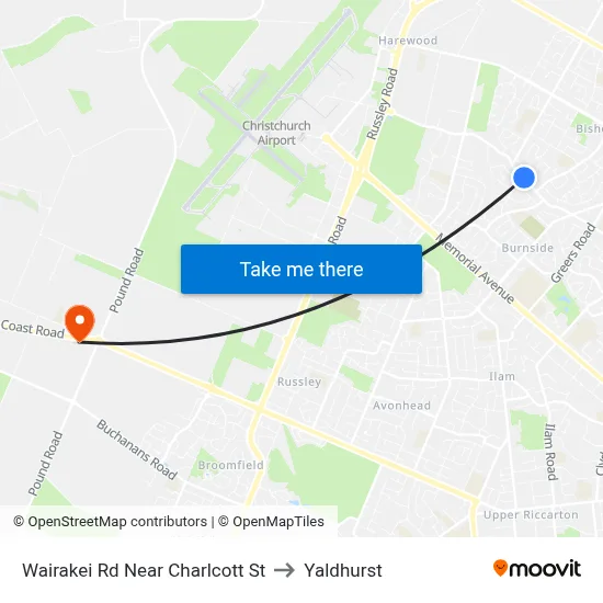 Wairakei Rd Near Charlcott St to Yaldhurst map