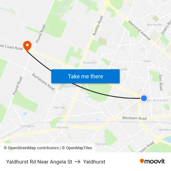 Yaldhurst Rd Near Angela St to Yaldhurst map