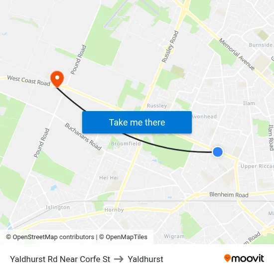 Yaldhurst Rd Near Corfe St to Yaldhurst map