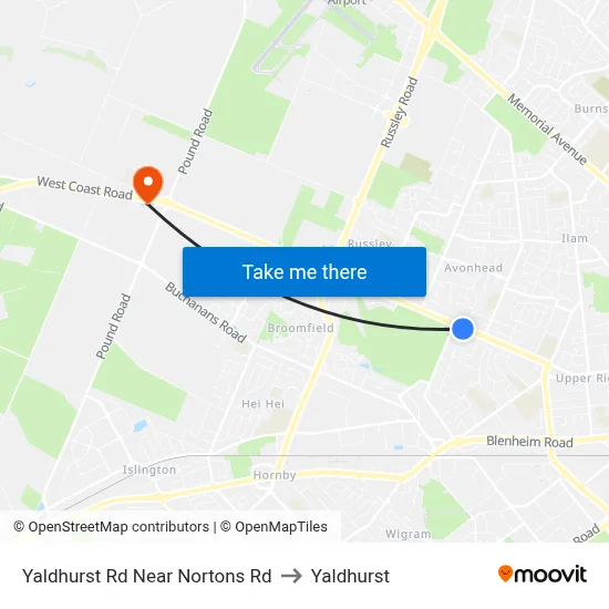 Yaldhurst Rd Near Nortons Rd to Yaldhurst map