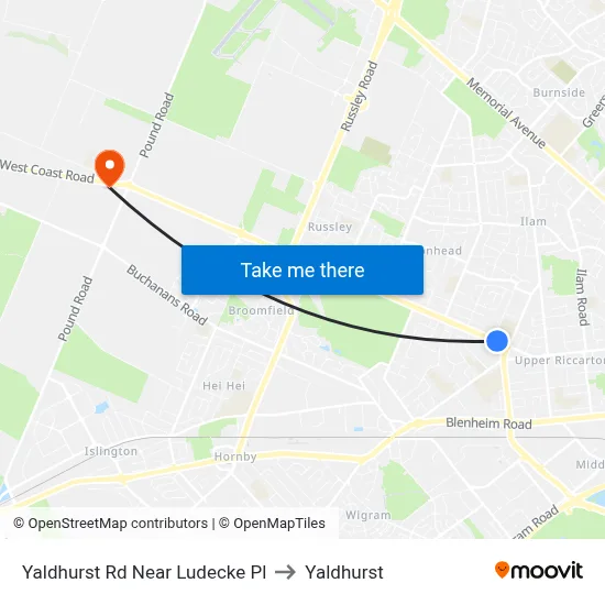 Yaldhurst Rd Near Ludecke Pl to Yaldhurst map