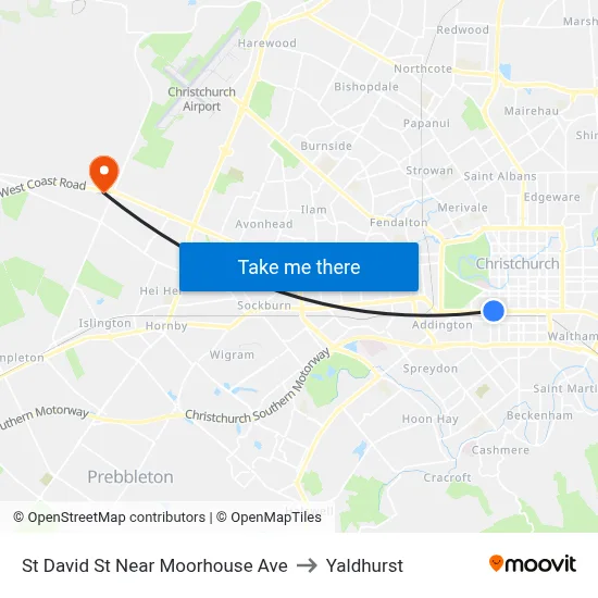 St David St Near Moorhouse Ave to Yaldhurst map