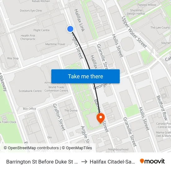 Barrington St Before Duke St Bay 5 (6107) to Halifax Citadel-Sable Island map