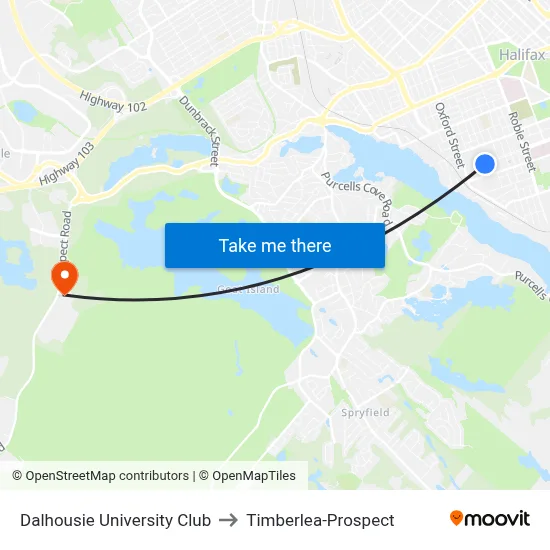 Dalhousie University Club to Timberlea-Prospect map