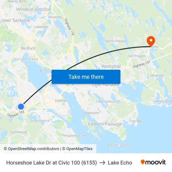Horseshoe Lake Dr at Civic 100 (6155) to Lake Echo map