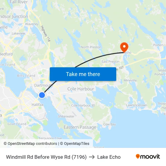 Windmill Rd Before Wyse Rd (7196) to Lake Echo map
