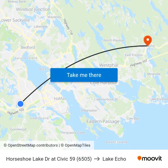 Horseshoe Lake Dr at Civic 59 (6505) to Lake Echo map