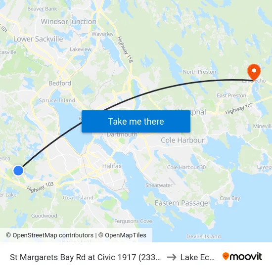 St Margarets Bay Rd at Civic 1917 (2330) to Lake Echo map