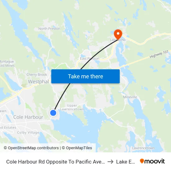Cole Harbour Rd Opposite To Pacific Ave (2342) to Lake Echo map