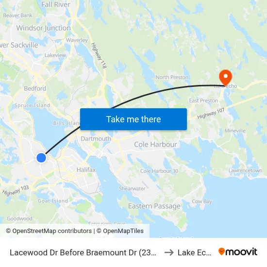 Lacewood Dr Before Braemount Dr (2361) to Lake Echo map
