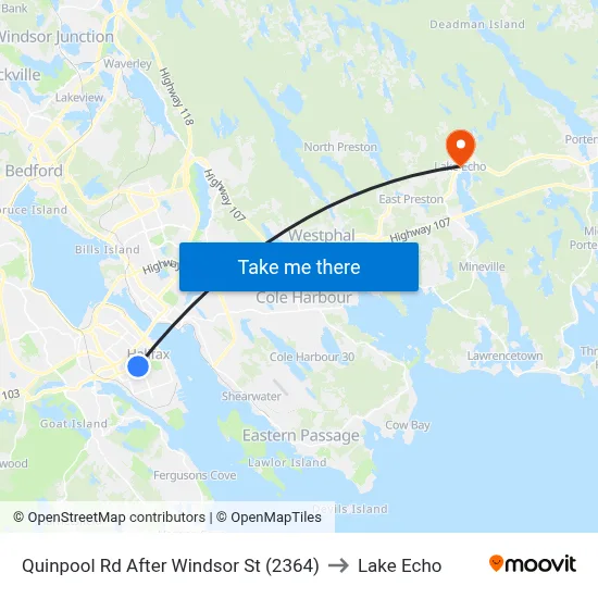 Quinpool Rd After Windsor St (2364) to Lake Echo map