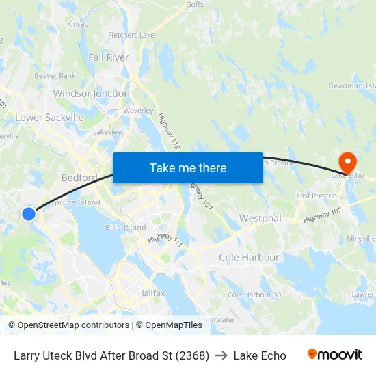 Larry Uteck Blvd After Broad St  (2368) to Lake Echo map