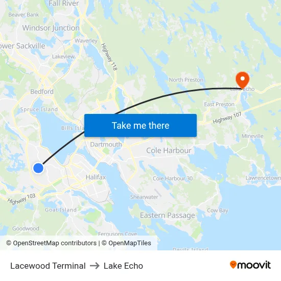 Lacewood Terminal to Lake Echo map