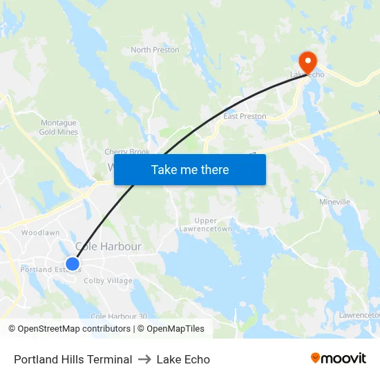 Portland Hills Terminal to Lake Echo map