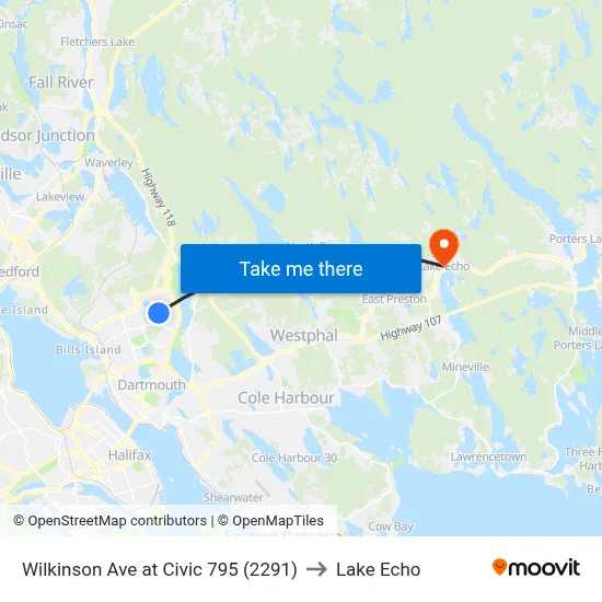 Wilkinson Ave at Civic 795 (2291) to Lake Echo map