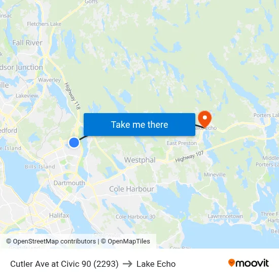 Cutler Ave at Civic 90 (2293) to Lake Echo map