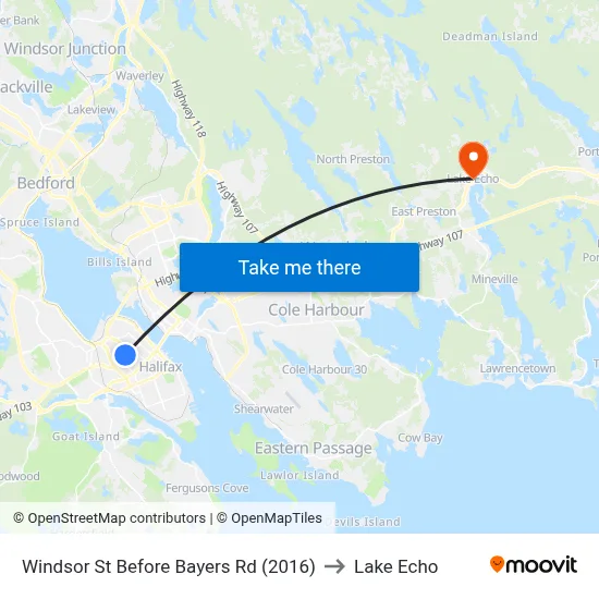 Windsor St Before Bayers Rd (2016) to Lake Echo map