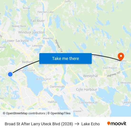 Broad St After Larry Uteck Blvd (2028) to Lake Echo map