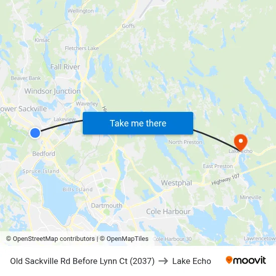 Old Sackville Rd Before Lynn Ct (2037) to Lake Echo map