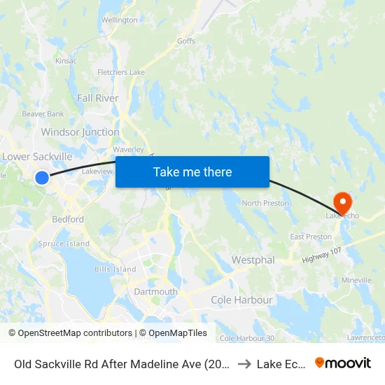 Old Sackville Rd After Madeline Ave (2041) to Lake Echo map