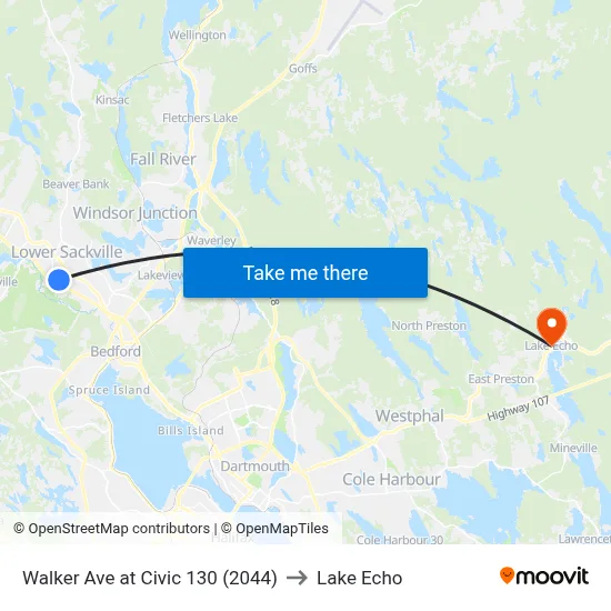 Walker Ave at Civic 130 (2044) to Lake Echo map