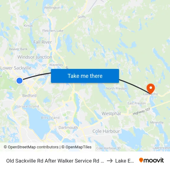 Old Sackville Rd After Walker Service Rd (2050) to Lake Echo map