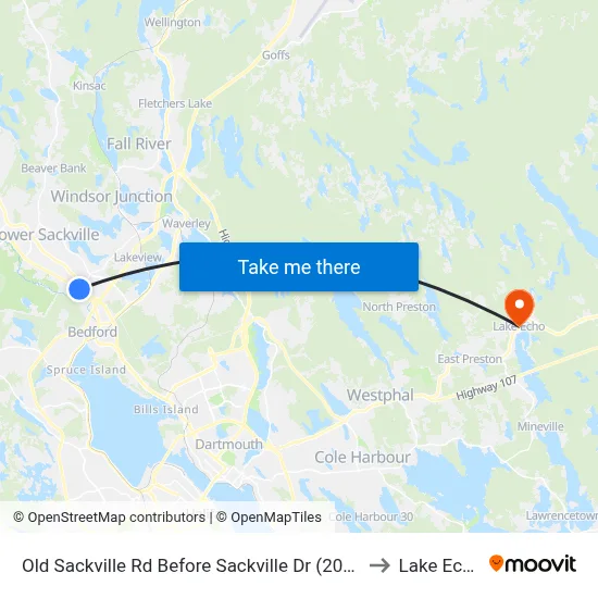 Old Sackville Rd Before Sackville Dr (2053) to Lake Echo map