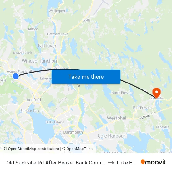 Old Sackville Rd After Beaver Bank Conn (2054) to Lake Echo map
