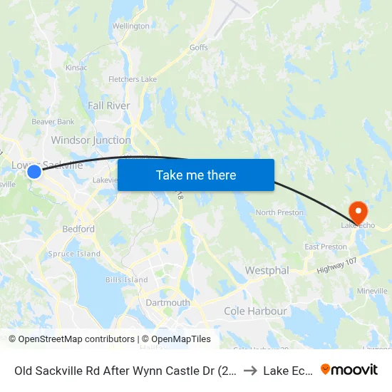 Old Sackville Rd After Wynn Castle Dr (2055) to Lake Echo map