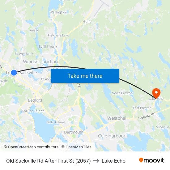 Old Sackville Rd After First St (2057) to Lake Echo map