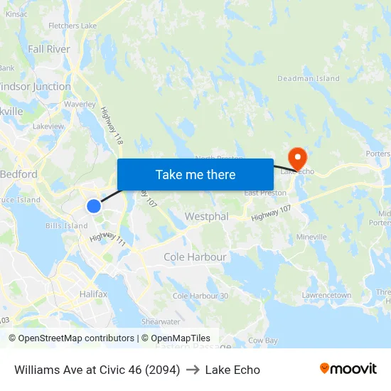 Williams Ave at Civic 46 (2094) to Lake Echo map