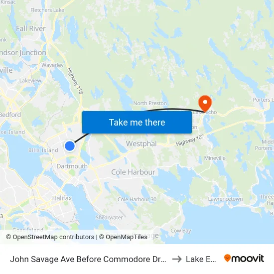 John Savage Ave Before Commodore Dr (2100) to Lake Echo map