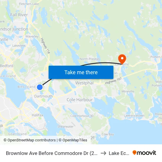 Brownlow Ave Before Commodore Dr (2106) to Lake Echo map