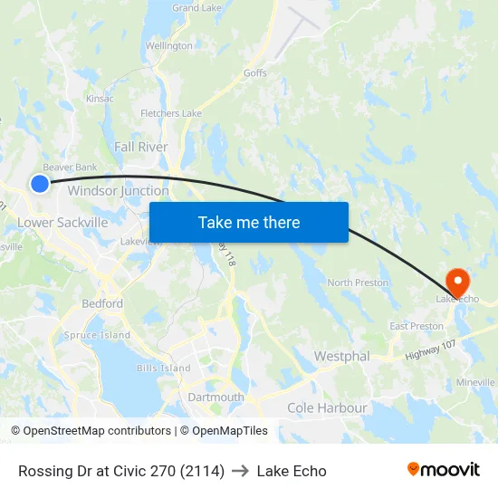 Rossing Dr at Civic 270 (2114) to Lake Echo map