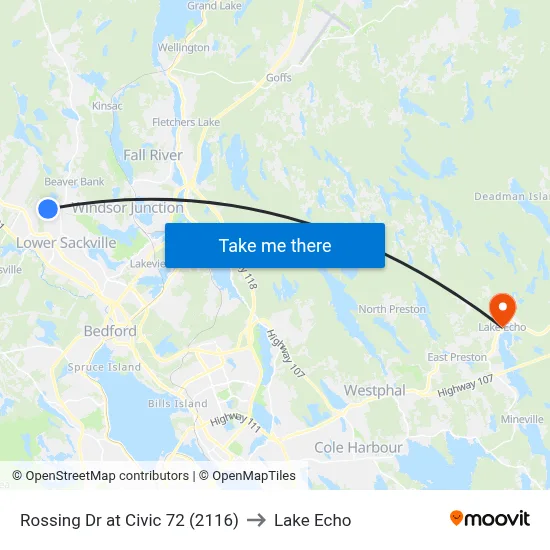 Rossing Dr at Civic 72 (2116) to Lake Echo map
