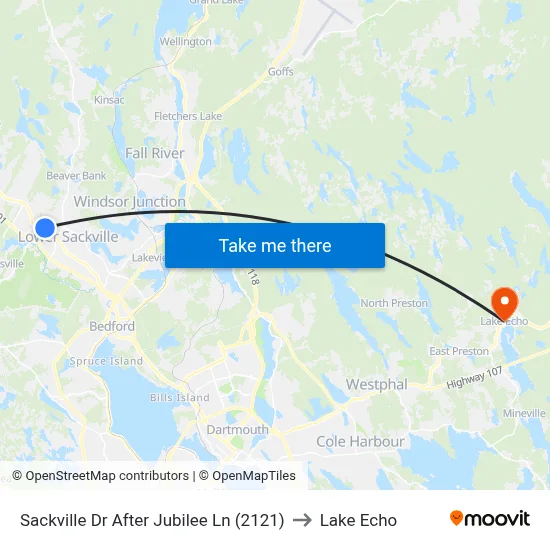Sackville Dr After Jubilee Ln (2121) to Lake Echo map