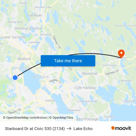 Starboard Dr at Civic 530 (2134) to Lake Echo map