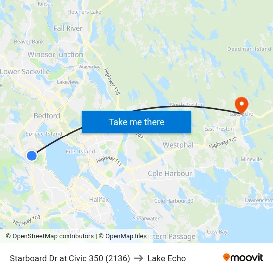 Starboard Dr at Civic 350 (2136) to Lake Echo map