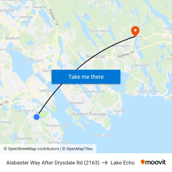 Alabaster Way After Drysdale Rd (2163) to Lake Echo map