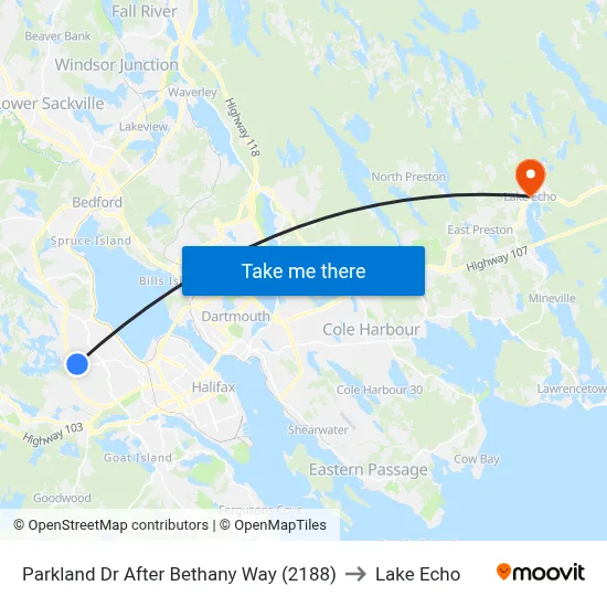 Parkland Dr After Bethany Way (2188) to Lake Echo map
