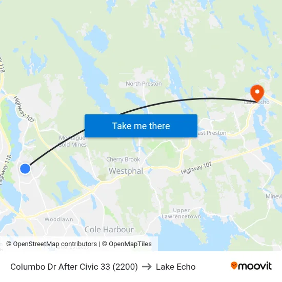 Columbo Dr After Civic 33 (2200) to Lake Echo map