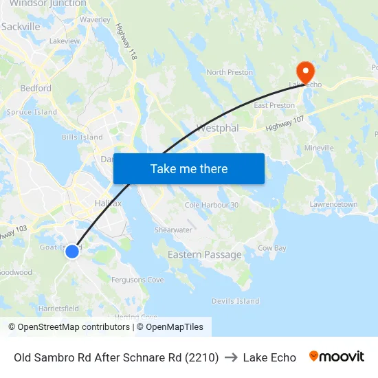 Old Sambro Rd After Schnare Rd (2210) to Lake Echo map