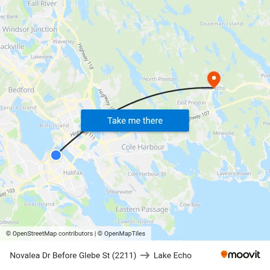 Novalea Dr Before Glebe St (2211) to Lake Echo map